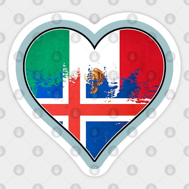 Mexican and Iceland Heart Mix Heritage Flag Sticker by Just Rep It!!